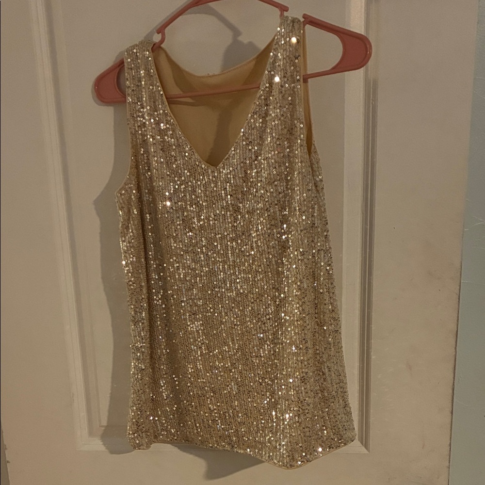 Express Gold Sequin Tank Top